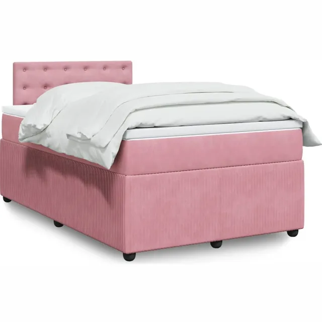 vidaXL Boxspring met matras fluweel roze 120x190 cm