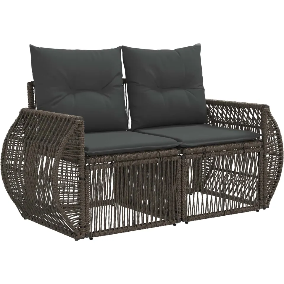 vidaXL Tuinbankenset 10 st 10-zits Grijs en Donkergrijs poly rattan
