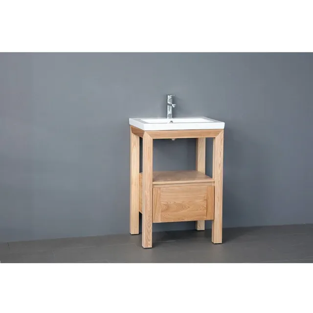 Sanilux Badkamermeubelset Sanilux Robusta Keramiek 60x47x85 cm 1 Kraangat Massief Eikenhout Massief hout
