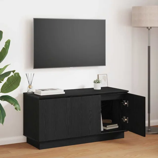 vidaXL TV-kast 100 x 38 x 49 cm Zwart Eiken Bewerkt hout, foto 2