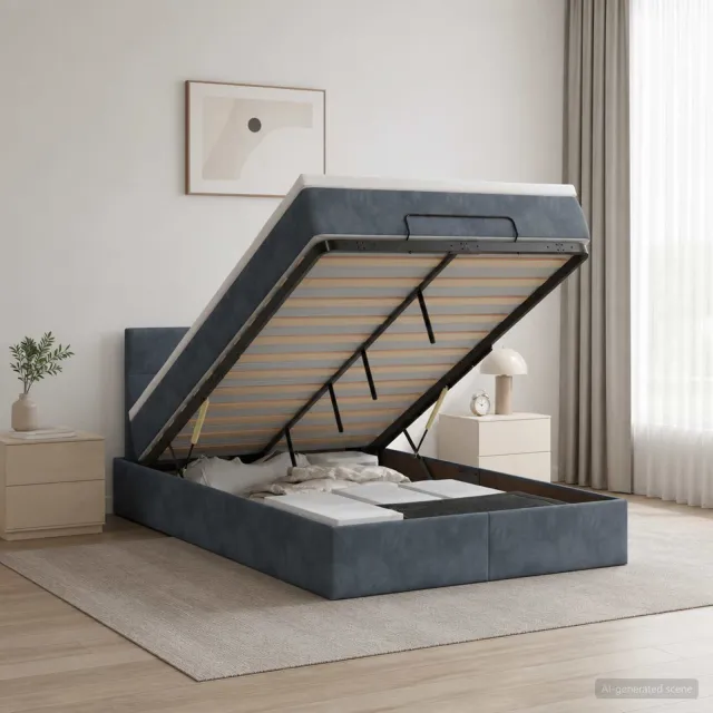vidaXL Ottoman bed met matras Donkergrijs 120 x 190 cm Fluweel