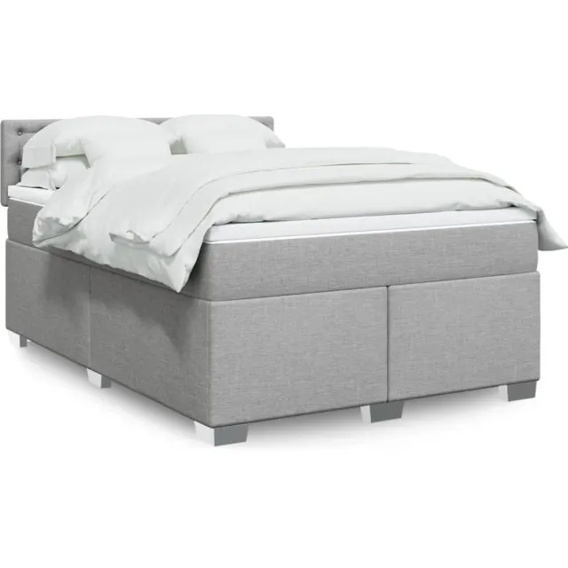 vidaXL Boxspring met matras stof lichtgrijs 140x200 cm grijs