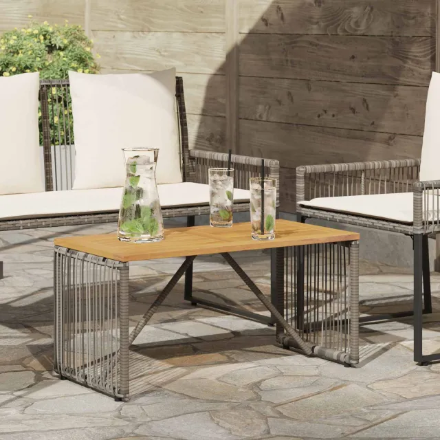 vidaXL Buiten Tafel Grijs en Bruin 80 x 40 x 40 cm poly rattan, foto 2