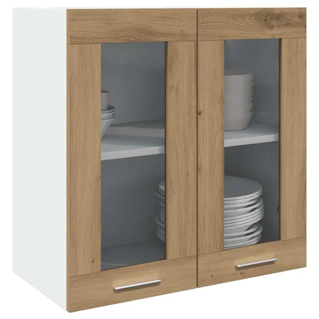 vidaXL Keukenbovenkast Lyon met glazen deur 60x31x60 cm artisanaal eiken Bruin