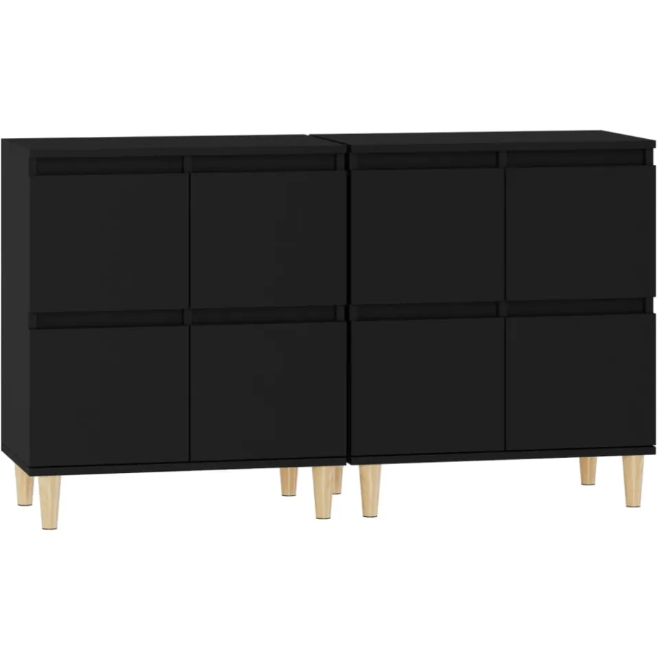 vidaXL Dressoirs 2 st 60x35x70 cm bewerkt hout zwart