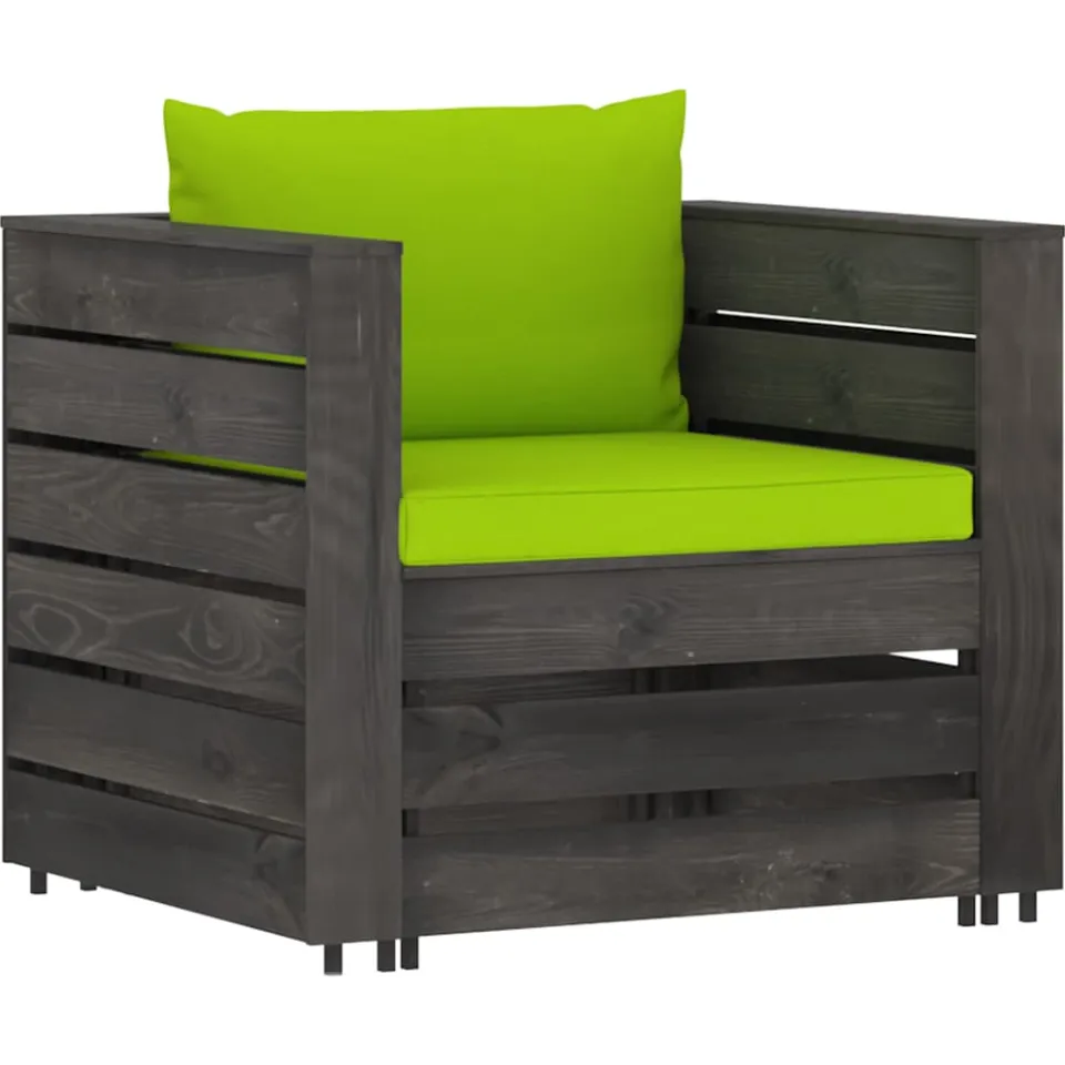 vidaXL 2-delige Loungeset met kussens grijs geïmpregneerd hout, foto 2