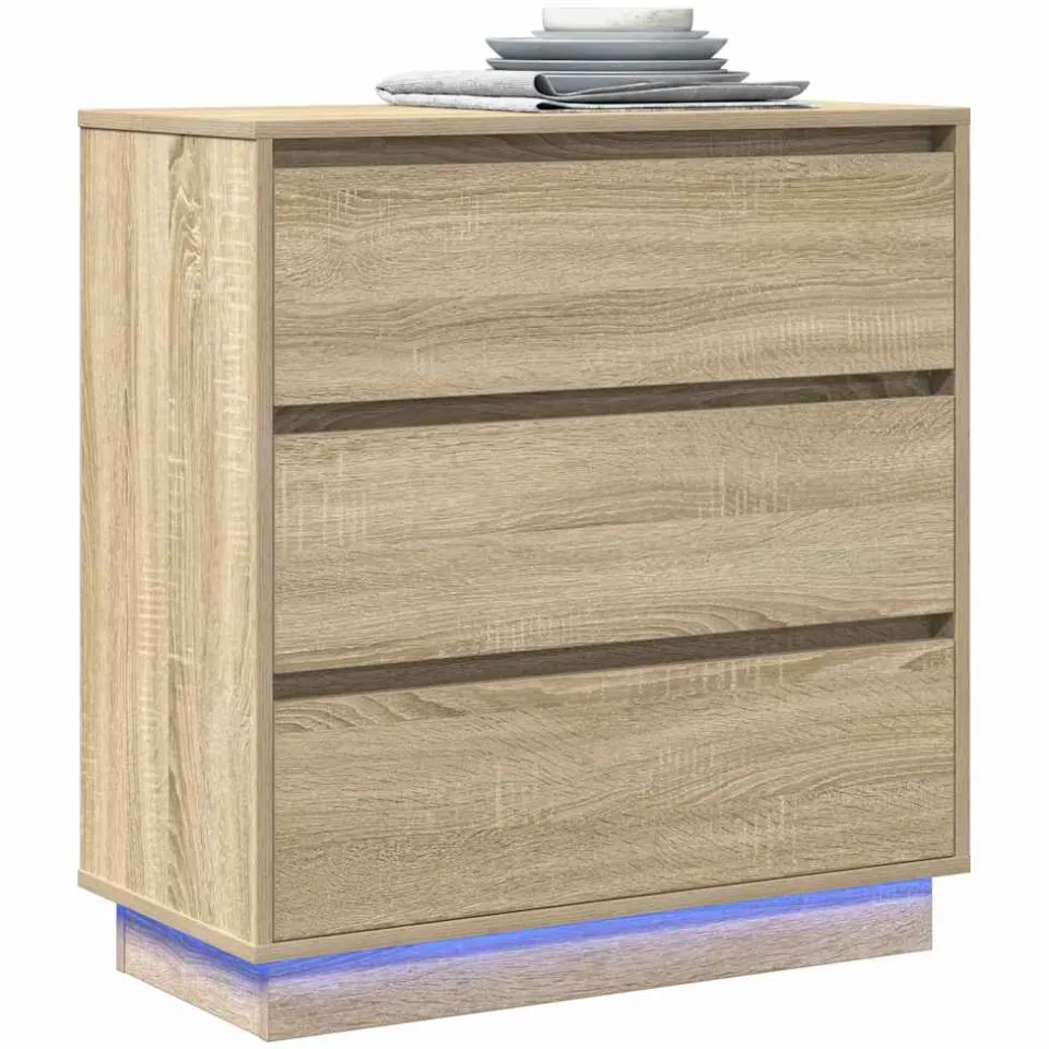 vidaXL Nachtkastje Sonoma Eiken 71 x 34,5 x 75 cm Bewerkt hout Beige