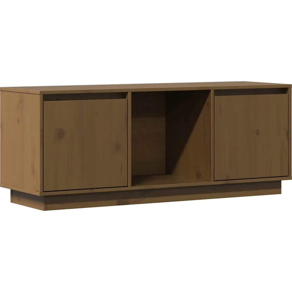 vidaXL Tv-meubel 110,5x35x44 cm massief grenenhout honingbruin