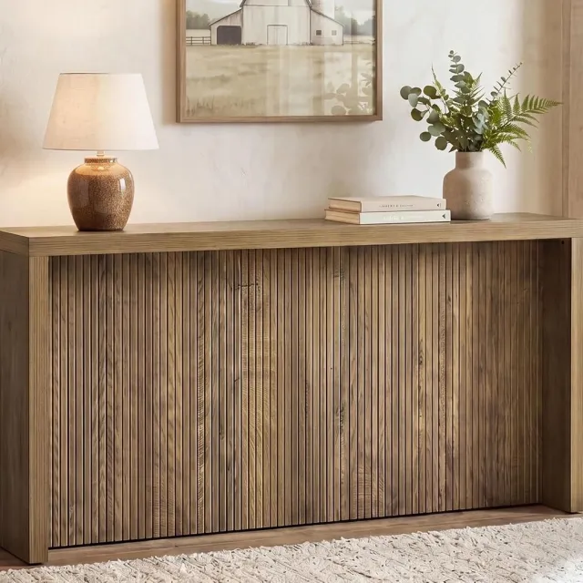Tribesigns Consoletafel - Dressoirtafel - Industrieel - Bijzettafel - MDF - Bruin - 160 x 30 x 85 cm - Console Tafel voor Hal, Woonkamer, Entree