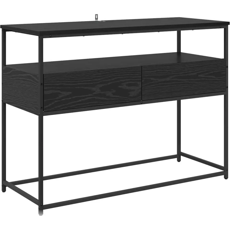 vidaXL Wandtafel Zwart Eiken 100 x 40 x 75 cm Bewerkt hout, foto 3