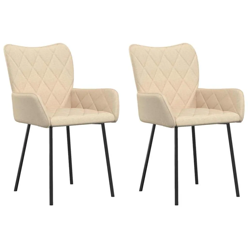 vidaXL Eetkamerstoelen 2 st stof crèmekleurig, foto 3