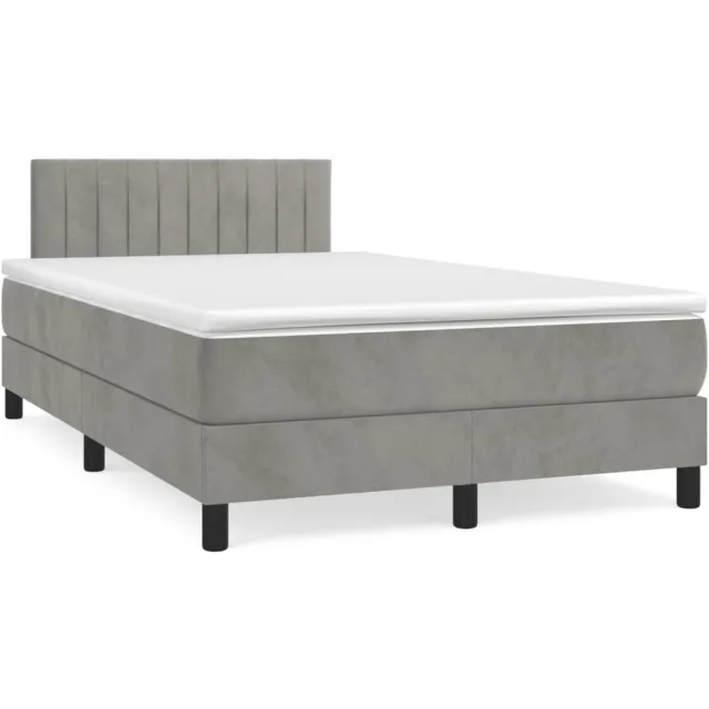 vidaXL Boxspring met matras fluweel lichtgrijs 120x190 cm grijs