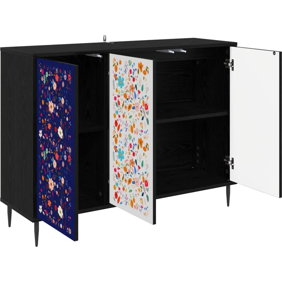 vidaXL Dressoir MAINZ Zwart eiken 102 x 33 x 76 cm Bewerkt hout