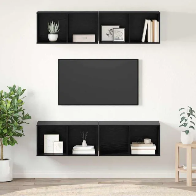 vidaXL Tv-meubelset 4 st 37 x 37 x 72 cm Zwart Eiken, foto 2