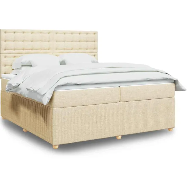 vidaXL Boxspring met matras stof crèmekleurig 200x200 cm