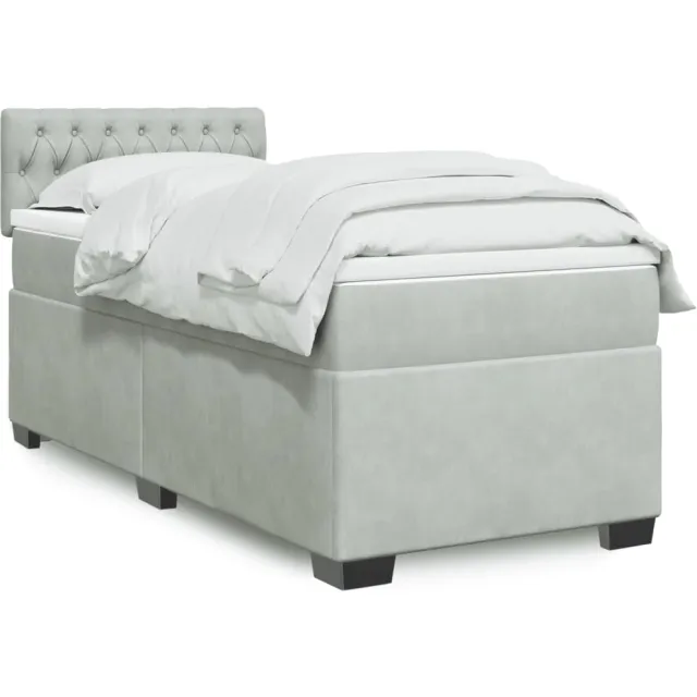 vidaXL Boxspring met matras fluweel lichtgrijs 100x200 cm grijs