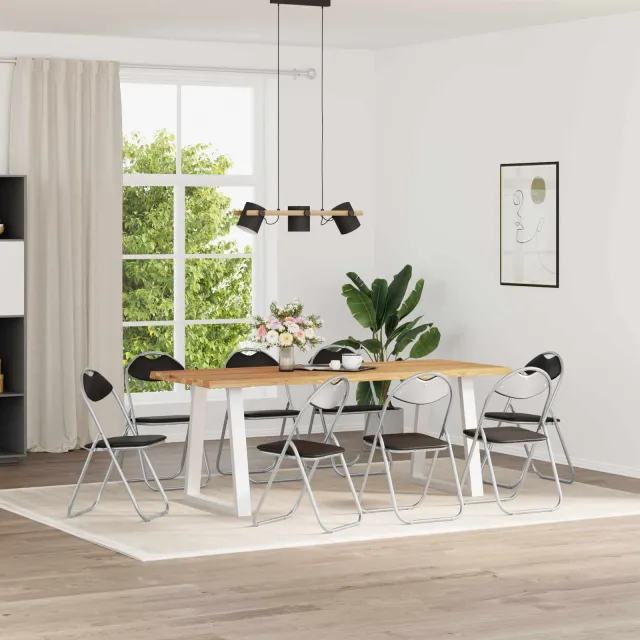 vidaXL Inklapbare stoel 8 st Nep Leer Zwart en Grijs 48 x 43,5 x 81 cm, foto 2