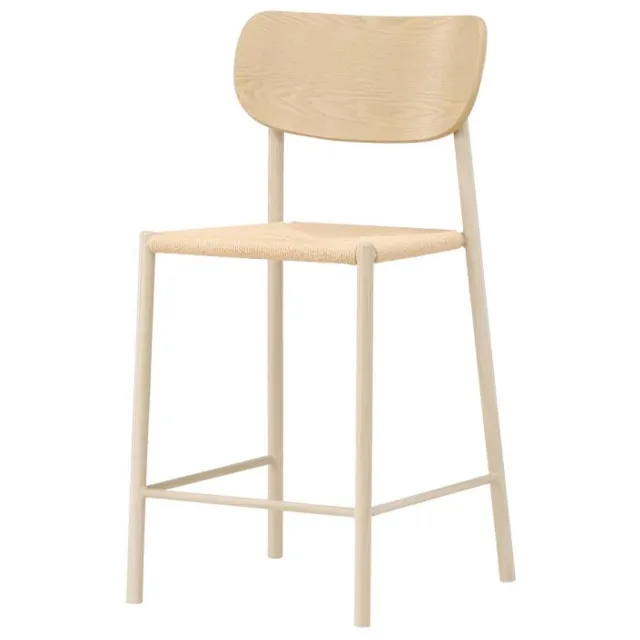 Svea Polsty barkruk met rugleuning - rattan - whitewash Naturel