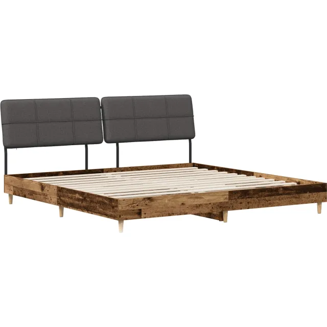 vidaXL Tweepersoonsbed met hoofdbord Oud hout en donkergrijs Bruin