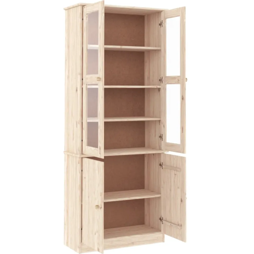 vidaXL Vitrinekast ALTA 77x35x186,5 cm massief grenenhout bruin, foto 3