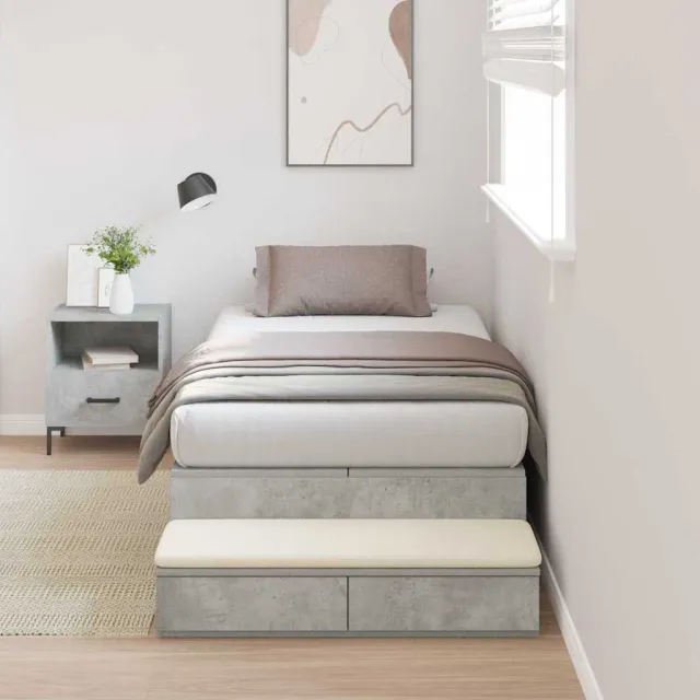 vidaXL Opbergbedframe met lade Beton Grijs 80 cm Bewerkt hout