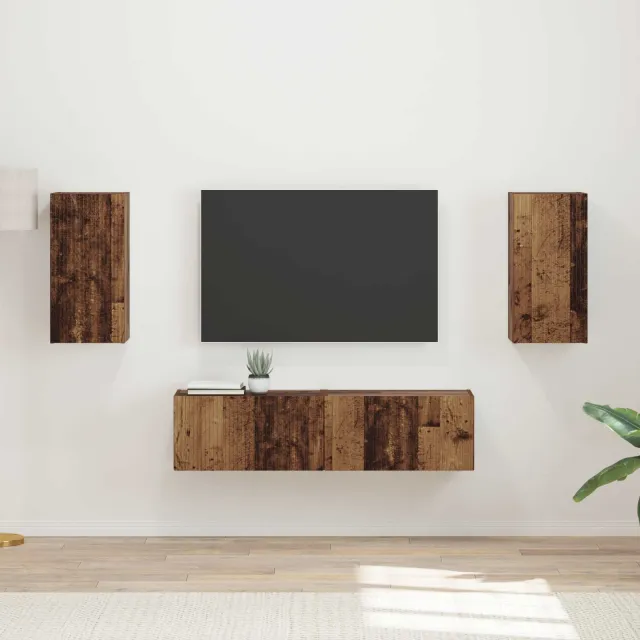 vidaXL Tv-meubelset 4 st Oudhout Bewerkt hout Bruin