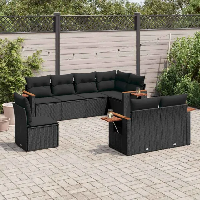 vidaXL Patio Sofa Set 8-zits Black, foto 2