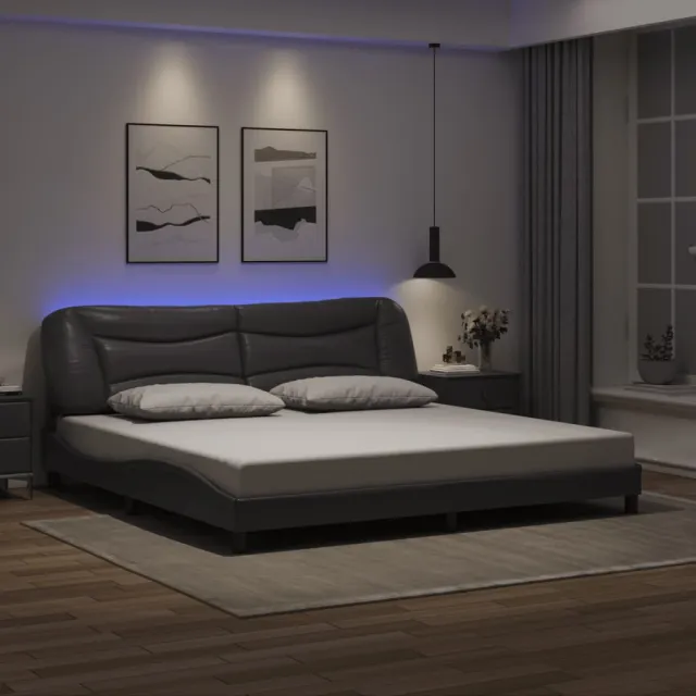vidaXL Bedframe met LED zonder matras "Hvar" grijs 200x200 cm