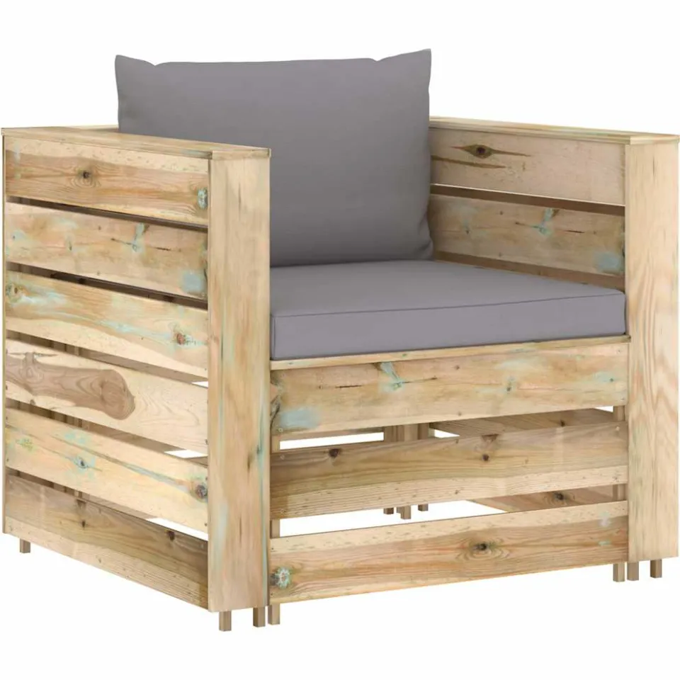 vidaXL 2-delige Loungeset met kussens groen geïmpregneerd hout, foto 2