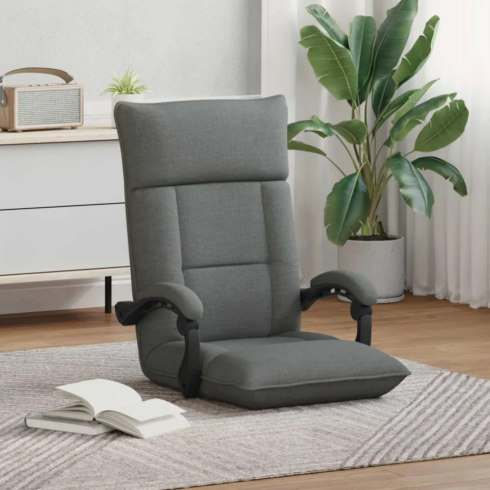 vidaXL Verstelbare vlo stoelen Donkergrijs Stof, foto 3