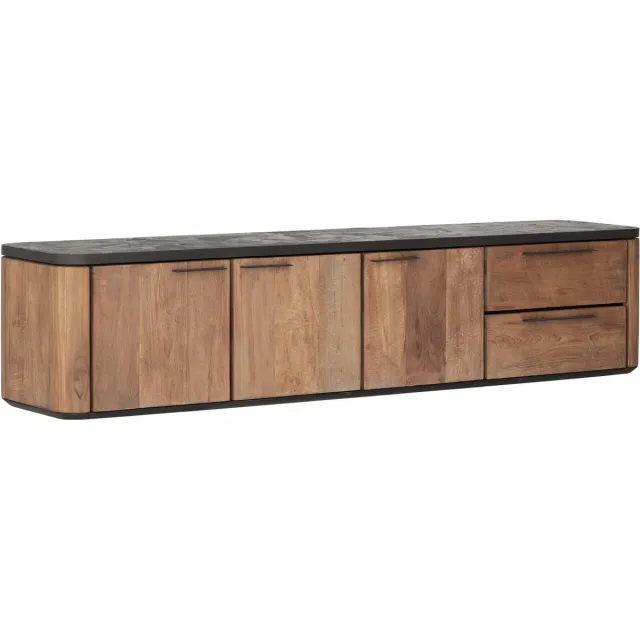 DTP Home Soho zwevend tv-meubel teakhout en Mortex naturel / zwart - 190 x 40 x 42 cm