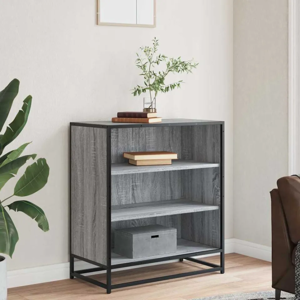 vidaXL Dressoir 68x35x76 cm bewerkt hout en metaal grijs sonoma, foto 2