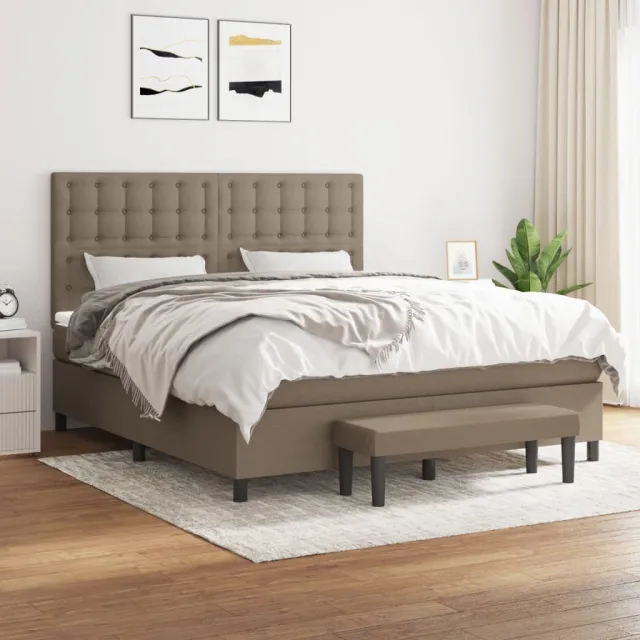 vidaXL Boxspring met matras stof taupe 160x200 cm