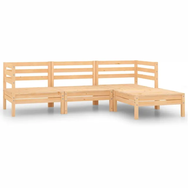 vidaXL 4-delige Loungeset massief grenenhout Bruin
