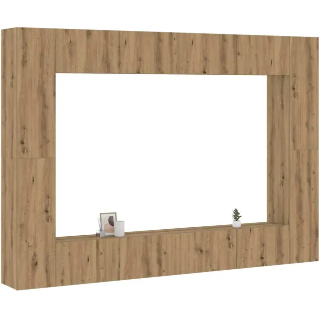 vidaXL 8-delig Tv-meubelset wandmontage bewerkt hout artisanaal eiken Bruin