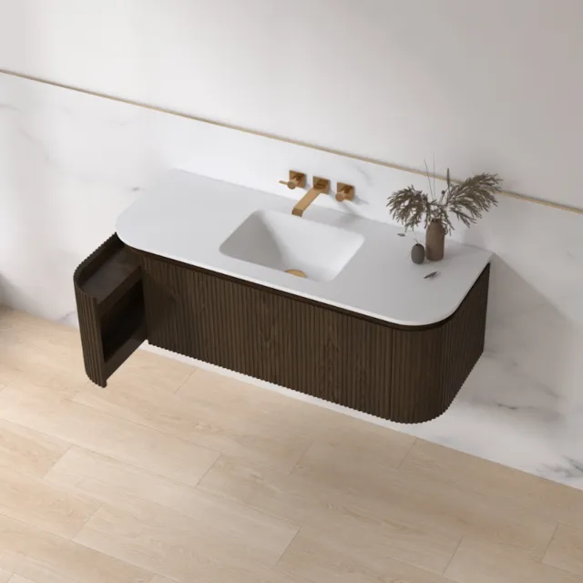 Sanilux Badmeubelset Sanilux Eleganza 120 cm Keramiek Zonder Kraangat Dark Walnut