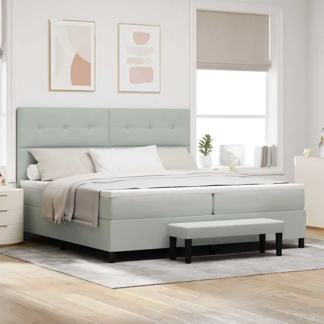 vidaXL Boxspring bed met hoofdeinde Lichtgrijs 200 x 200 cm Fluweel