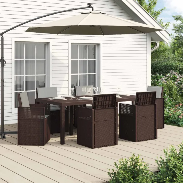 vidaXL Tuin eettafelset 7 st Bruin en lichtgrijs PP