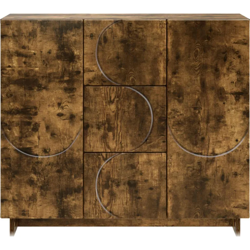 vidaXL Dressoir Gerookt eiken 85,5 x 31 x 75 cm Bewerkt hout, foto 4