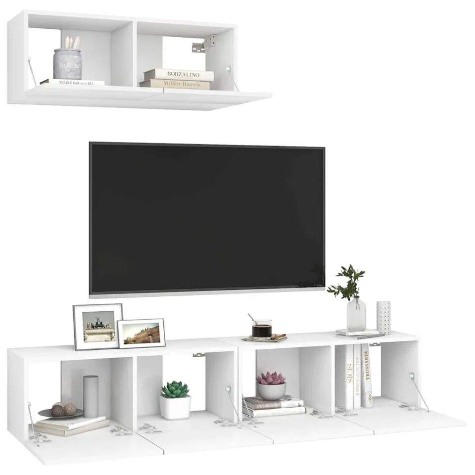 vidaXL Tv-meubelen 3 st bewerkt hout wit, foto 3