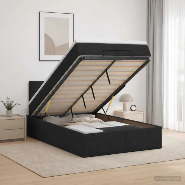 vidaXL Ottoman bed met matras met hoofdeinde Zwart 120 x 190 cm Stof
