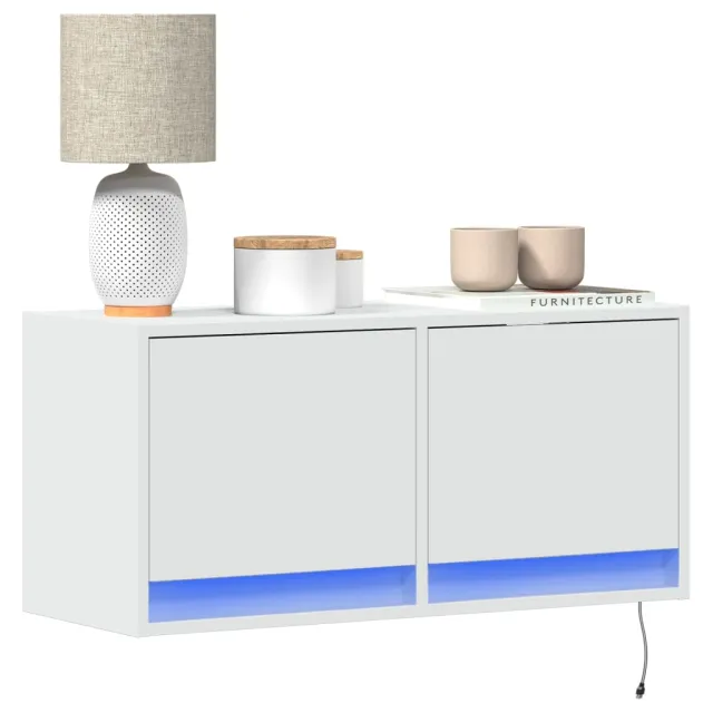 vidaXL Tv-wandmeubel met LED-verlichting 80x31x35 cm wit, foto 2