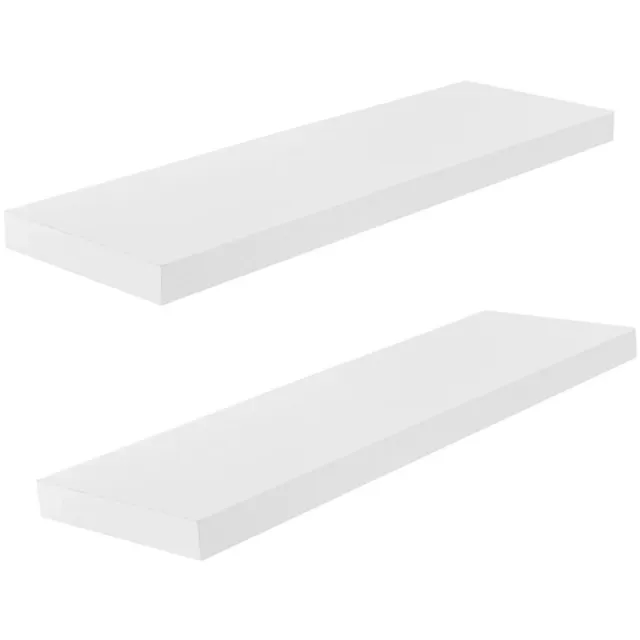 EGGREE Set van 2 Wandplank - zwevende plank - houten plank - 23,5 x 80 x 4 cm - wandplank, présentoir voor fotolijsten, boekenplank, decoratie, plank voor woonkamer, werkkamer, keuken, Wit Wit4