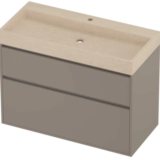 Proline Evoli Badmeubelset Hardsteen Loft 1 Kraangat Greeploos 100x46x75 cm Sand Stone Clay Beige