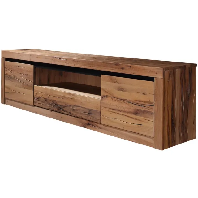 MASSIVMOEBEL24 .DE wilde eik / moseik TV-meubel blank massief hout 202x42x55 cm (BxTxH) geolied volledig massief gemonteerd MONTREUX #105