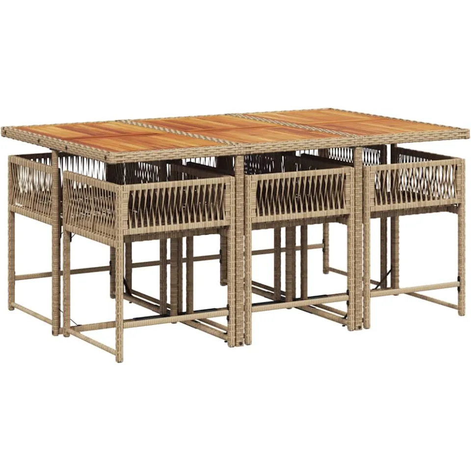 vidaXL 7-delige Tuinset met kussens poly rattan beige, foto 4