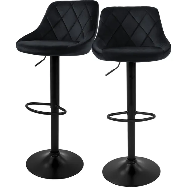 ml-design barkruk set van 2, fluwelen bekleding, zwart, met rugleuning en voetensteun, counter kruk in hoogte verstelbaar 62-82 cm, 360° draaibaar, bistro kruk draaibare barkruk barstoelen