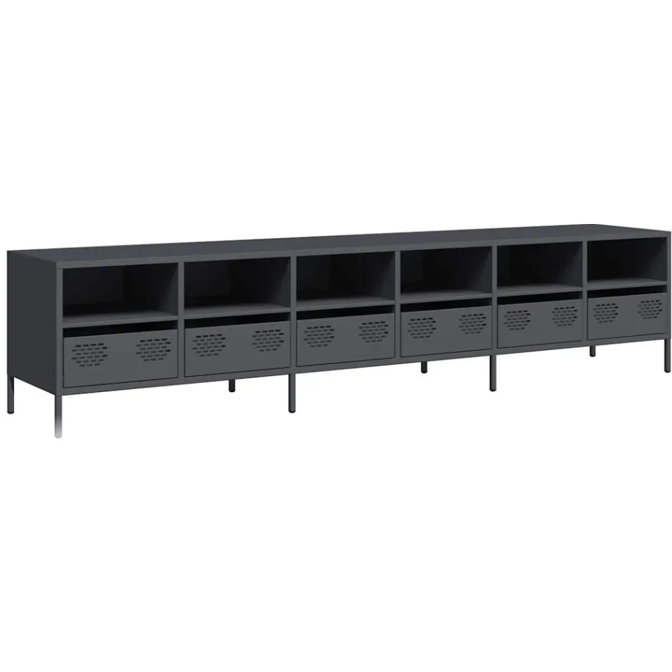 vidaXL Tv-meubel 202x39x43,5 cm koudgewalst staal antracietkleurig Anthraciet