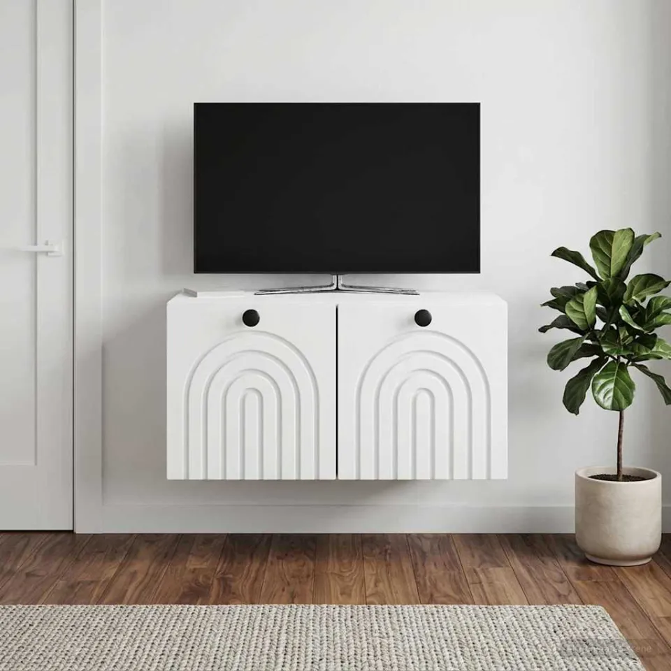 vidaXL Wandbeugel TV-kast Wit 59,5 x 41 x 30 cm Bewerkt hout, foto 4