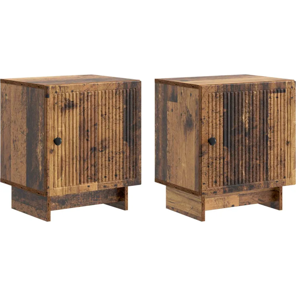 vidaXL Nachtkastje 2 st Oud hout 43 x 34,5 x 50 cm Bewerkt hout bruin, foto 3